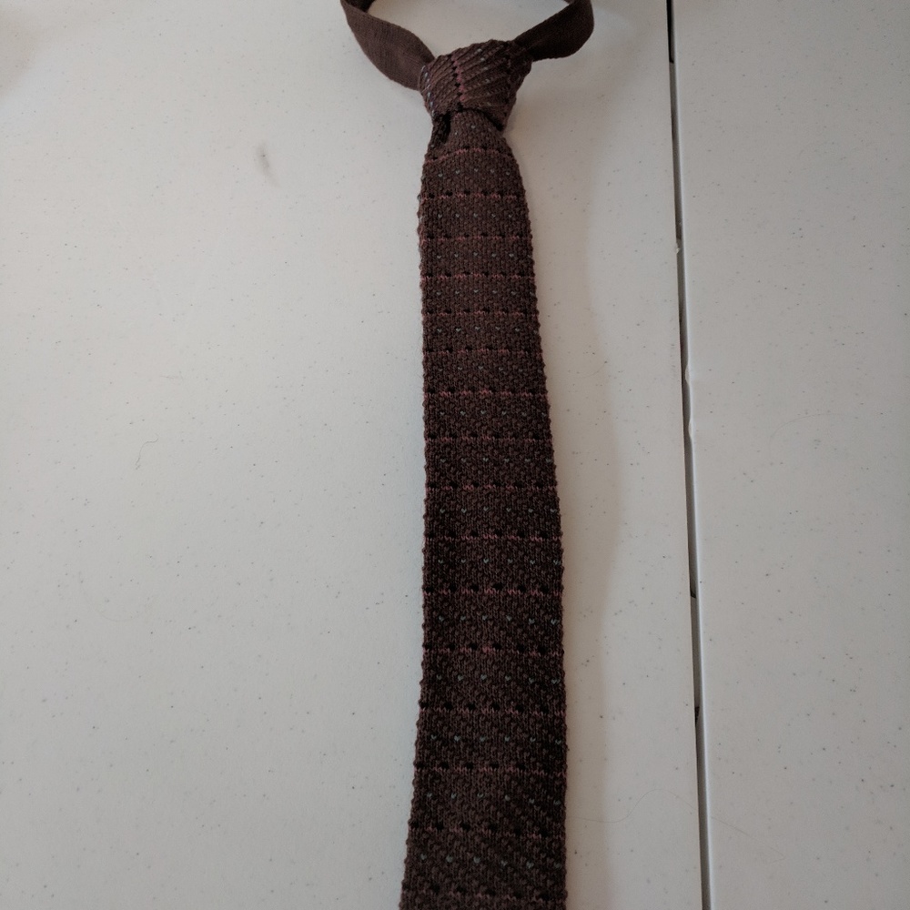 Brown Colorful Pattern Vintage Square Bottom Tie